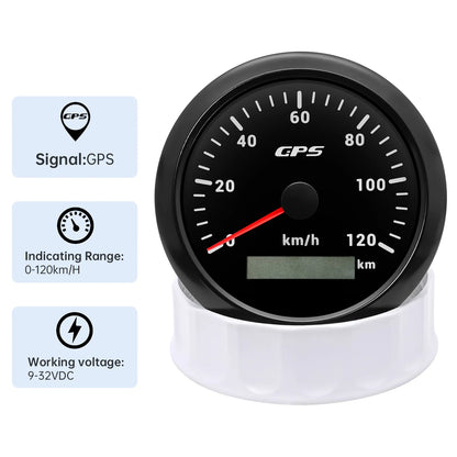 A 85MM GPS Speedometer For Motorcycle Marine Boat 30~200 Kmh Boat Car Truck Speed Gauge Meter With GPS Antenna 7 Color Backlight