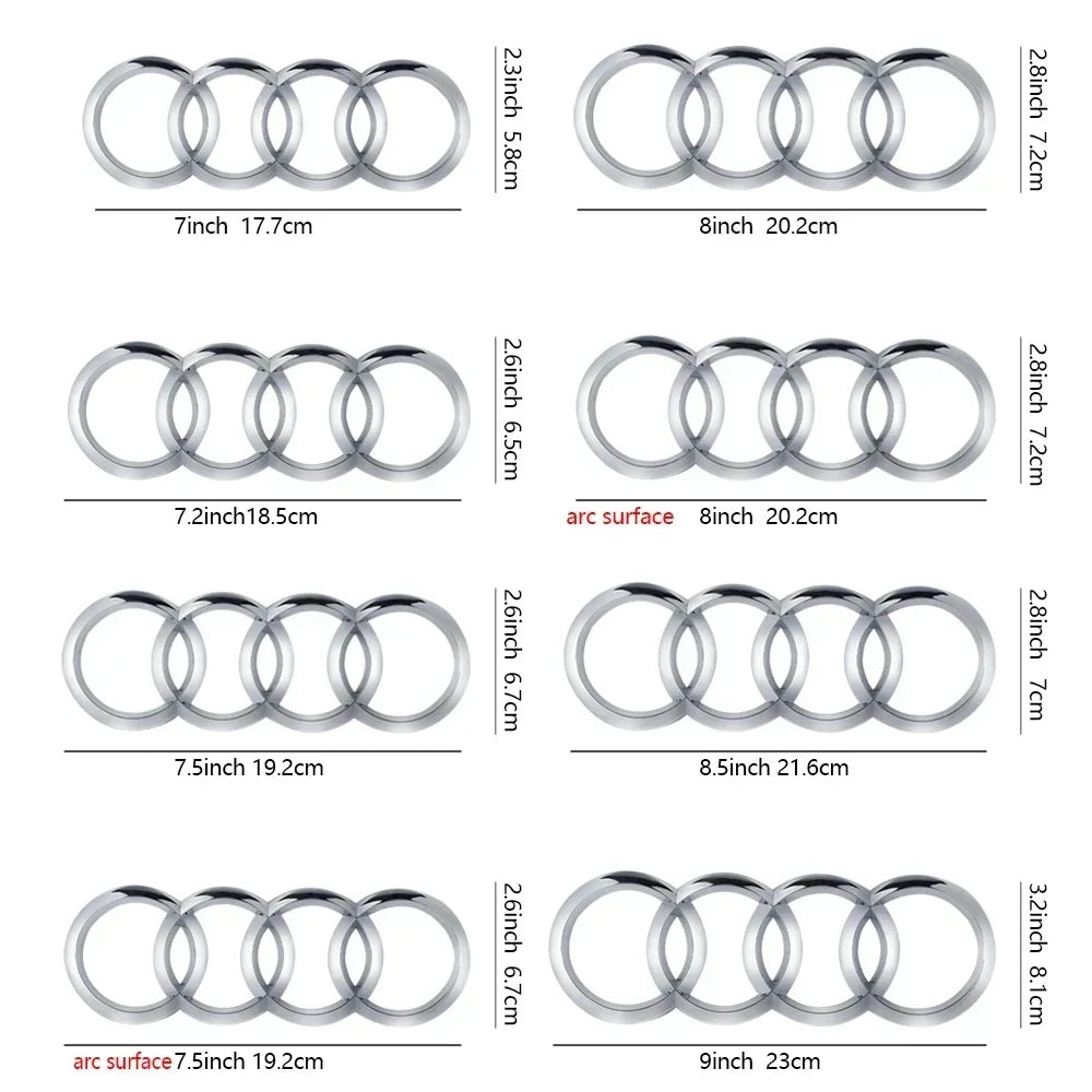 Black Silver ABS 4 Ring Car Hood Bonnet Front Grill Trunk Rear Emblem Logo Badge Sticker For Audi A3 A4 A5 A6 A7 TT Q2 Q3 Q5 Q8
