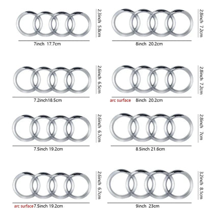 Black Silver ABS 4 Ring Car Hood Bonnet Front Grill Trunk Rear Emblem Logo Badge Sticker For Audi A3 A4 A5 A6 A7 TT Q2 Q3 Q5 Q8