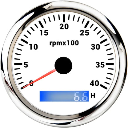 ELING 85mm Auto Marine Tachometer RPM Meter Gauge 3K 4K 6K 7K 8K REV Counter LCD Hourmeter with 7 Backlights 12V 24V