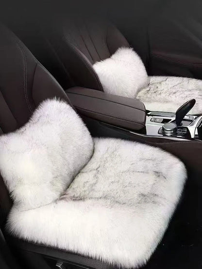 For Tesla Plush Rabbit Fur Car Seat Cushion Winter Warmth Thickened Wool One Piece Square Cushion for Main Driver or Co-pilot
