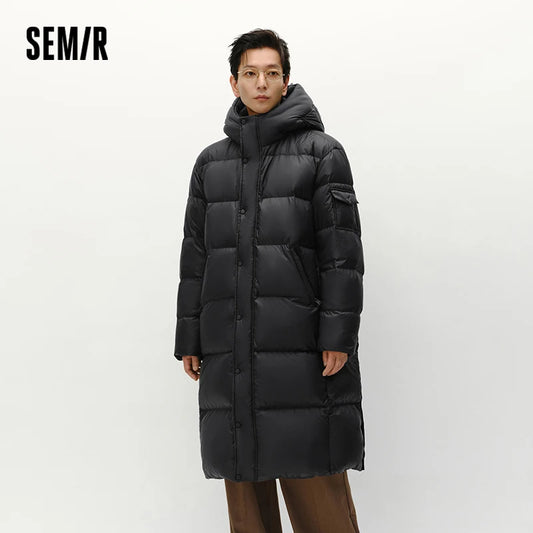 Semir Down Jacket Men Winter 90% Down Fill Goose Down Thickened Water-Repellent Anti-Static Long Hooded Outerwear Men'S Wear