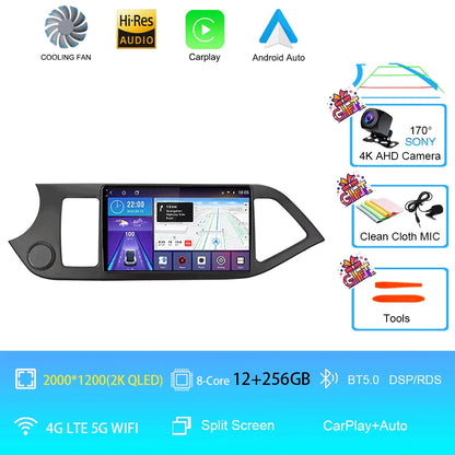 Android 16 For KIA PICANTO Morning 2011 2012 2013 2014 2015 2016 Carplay Auto Multimedia Car Radio Navigation Player WIFI+4G DSP