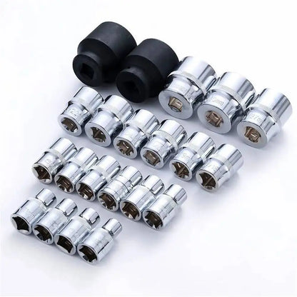 21 Pcs 1/2 Hexagon Torx Sockets Set Ratchet Wrench Tool 8-36mm Specification Socket Head Set Auto Repair Equipment