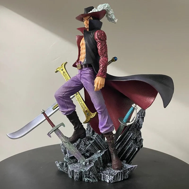 Lx One Piece Dracule Mihawk Shichibukai Swordsman Interchangeable Hands Anime Figure Collectible Model Desktop Decoration