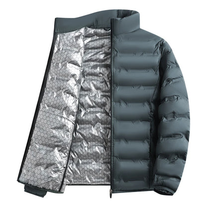 Graphene Self-heating Parka Jacket Men Solid Windproof Pleated Down Jackets Man Stand Collar Parkas Winter Padded Jackets Male