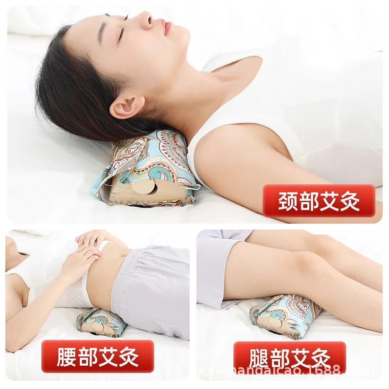 Wooden Moxibustion Pillow Cervical Pillows Neck Waist Warm Massage Moxa Stick Burner Body Relax Joint Pain Relief Health Care