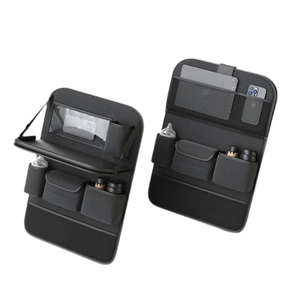 Car Seat Back Storage Bag Large Capacity Multi-Pocket Backseat Organizer Foldable Dining Table Tablet Tray Hanging Bag