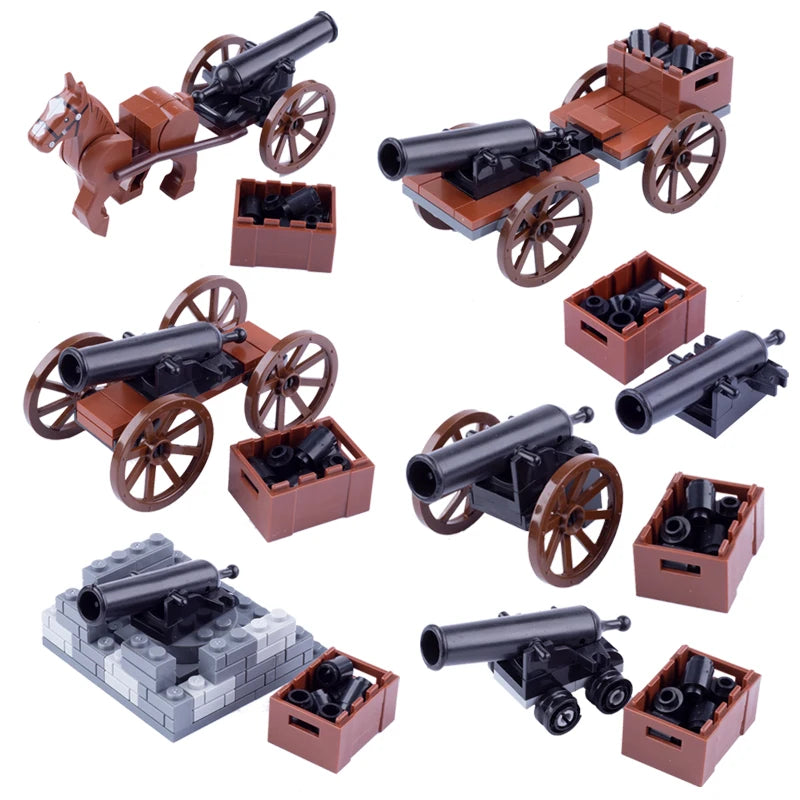 MOC Medieval Military Carriage Carriage Chariot Knight Transport Carriage Weapons Figures Vegetable Wood Bricks Children's Toys
