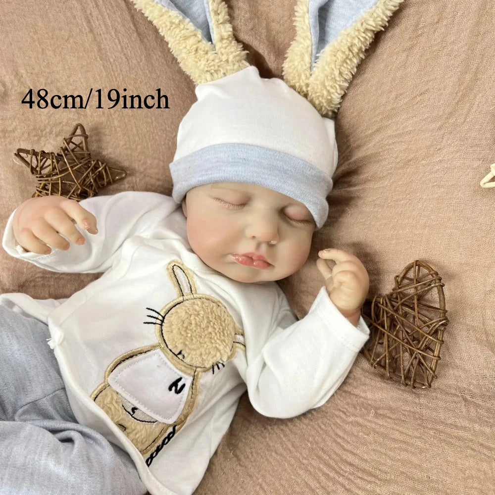 BZDOLL 19Inch Vinyl Limbs Cloth Body Babies Doll 3D Skin With Visible Veins 48CM Reborn Baby Toy For Kids Lifelike Handmade Gift