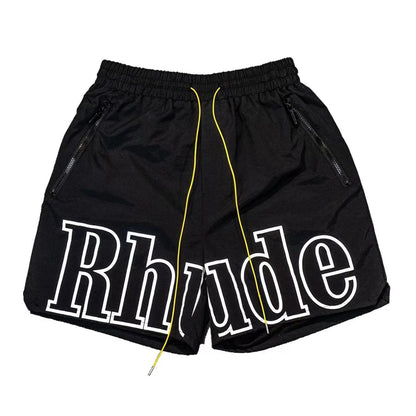 26SS High Street Hip Hop Simple Versatile Rhude Casual Shorts Men Heavy Fabric Letter Print Sports Shorts