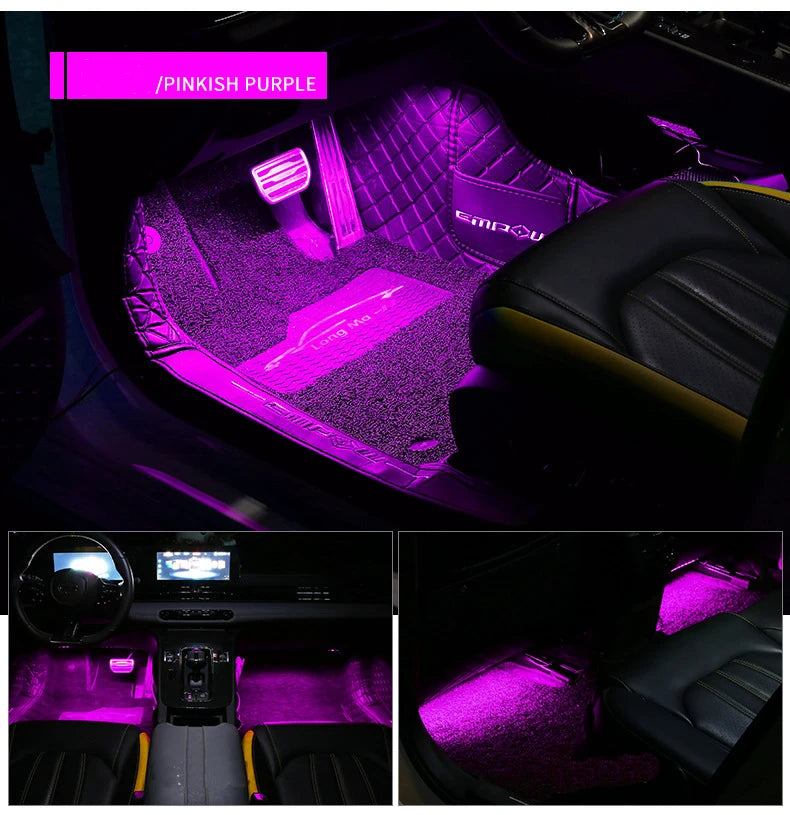 LED RGB Car Foot Ambient Light With USB Wireless Remote Voice Music APP Control Cigarette Lighter Car Footwell Lights