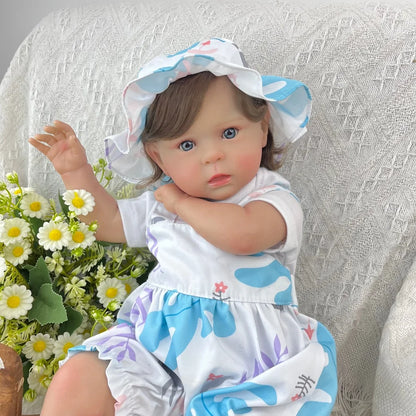 BZDOLL 48 CM 19 Inch Lifelike Reborn Doll for Girls with 3D-Skin Vinyl Limbs And Soft Cloth Body Realistic Doll Collectible Toy