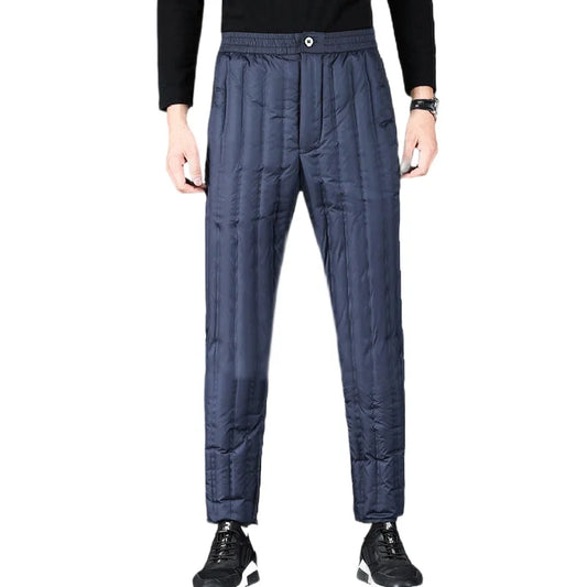 Men's Down Pants Lightweight Warm Inner Lining Deep Crotch High Waist Fitting White Duck Down Middle-aged Elderly Down Pants