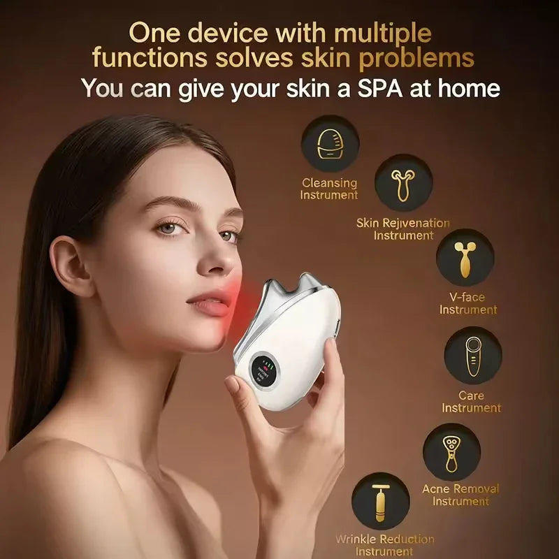 Electric Microcurrent Gua Sha Massager Facial Body Scraping Tool Skin Lifting Tightening Anti-Aging Massage Device