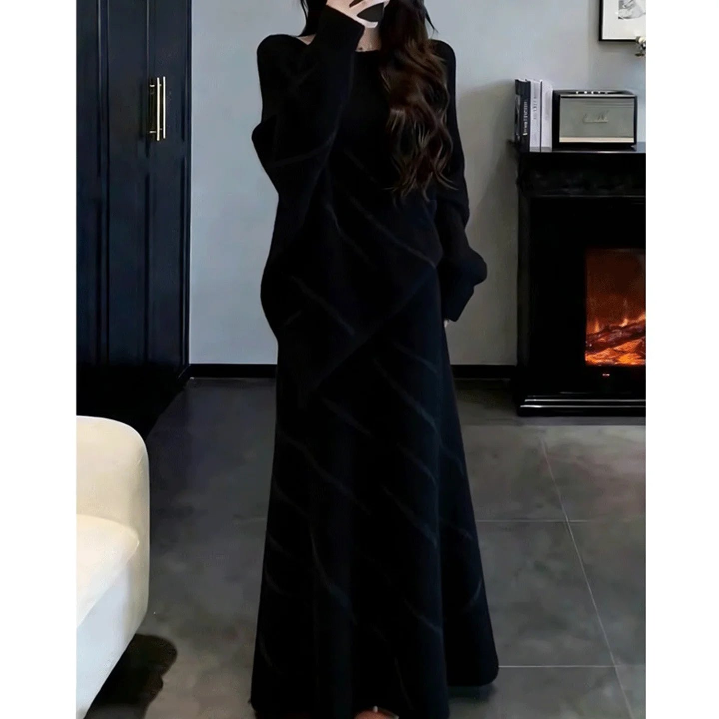 Cozy Lazy Knitted Set Women Winter Sweater  Skirt Two Piece Set 2026 Super Popular Outfit Whole Set Long Sleeve round Neck