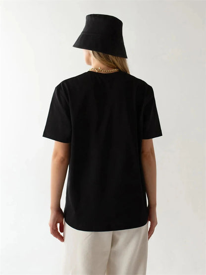 4 Colors 95% Cotton T Shirts for Women Casual O-Neck Short Sleeve Loose Tees Soft Breathable Daily Wear Comfortable Daily Tops