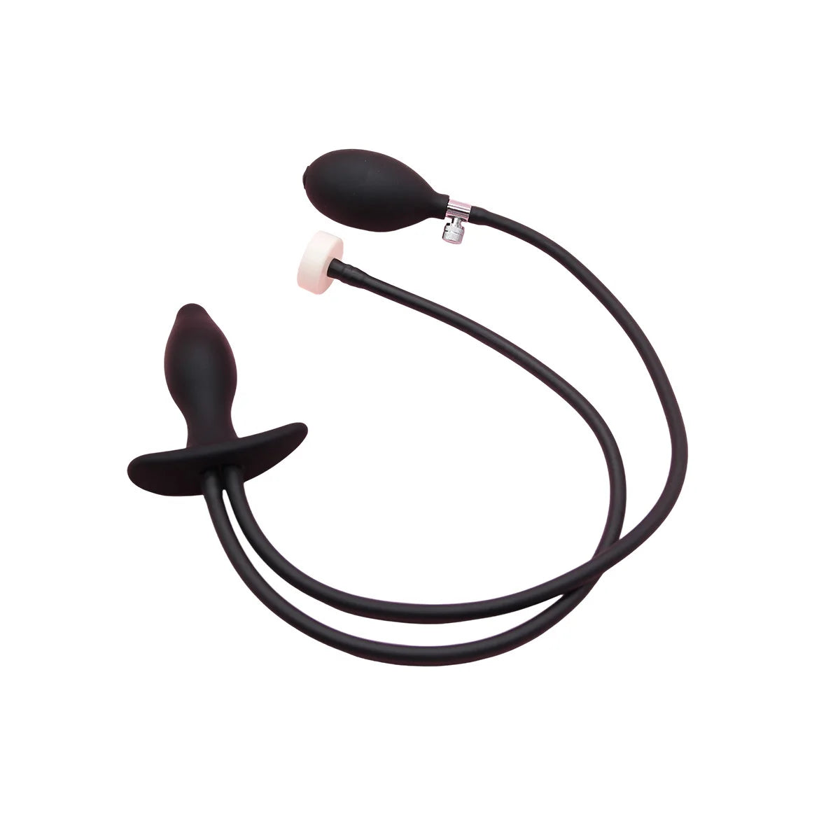 Silicone Magnetic Inflatable Butt Plug with Pump - Black Expandable Anal Stretcher, Prostate Massager Sex Toy for Men Women