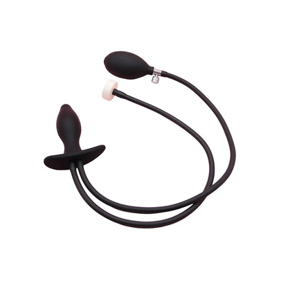 Silicone Magnetic Inflatable Butt Plug with Pump - Black Expandable Anal Stretcher, Prostate Massager Sex Toy for Men Women