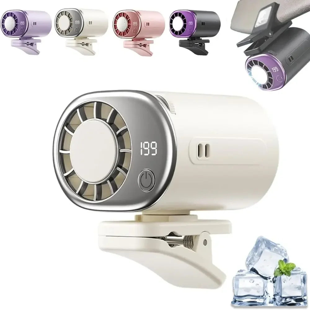 Car Clip on Air Conditioner 199 Speeds Adjustable 360° Rotation Semiconductor Cooling Fan Wide Clamp