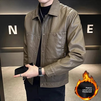 TUCANO Men's Genuine Leather Jacket 2026 Autumn Winter Warm Sheepskin Slim Fit Biker Style Stand Collar Coat Outerwear