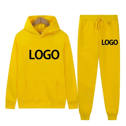 Customized Printed Men Tracksuit Women Hooded Sweatshirts and Jogger Pants Unisex Daily Casual Sports Long Sleeve Hoodies Suit