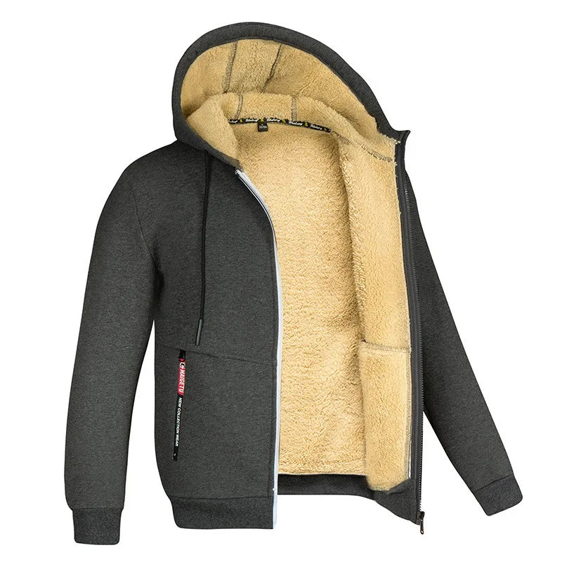 Men's Hoodie Full Zip Hoodie Fleece Jacket Plain Sports & Outdoor Daily Holiday Vintage Streetwear Casual Winter