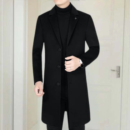 Autumn Winter 2025 New Men's Woolen Coat Double-Faced High-End Mid-Length Men's Outerwear Fashionable Modern Style Windbreaker