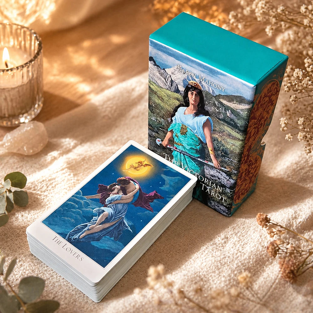 The Victorian Romantic Tarot Deck - 78 Pcs Elegant 19th Century Art Tarot Cards in Rigid Box, Double-embossed Cardstock