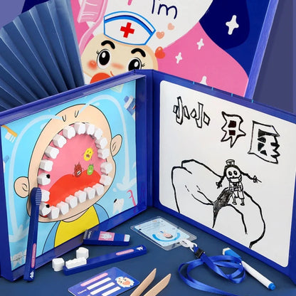 Childrens Wooden Realistic Pretend Play Dentist Role Playing Educational Early Childhood Toys Doctor Set for Kids Birthday Gifts