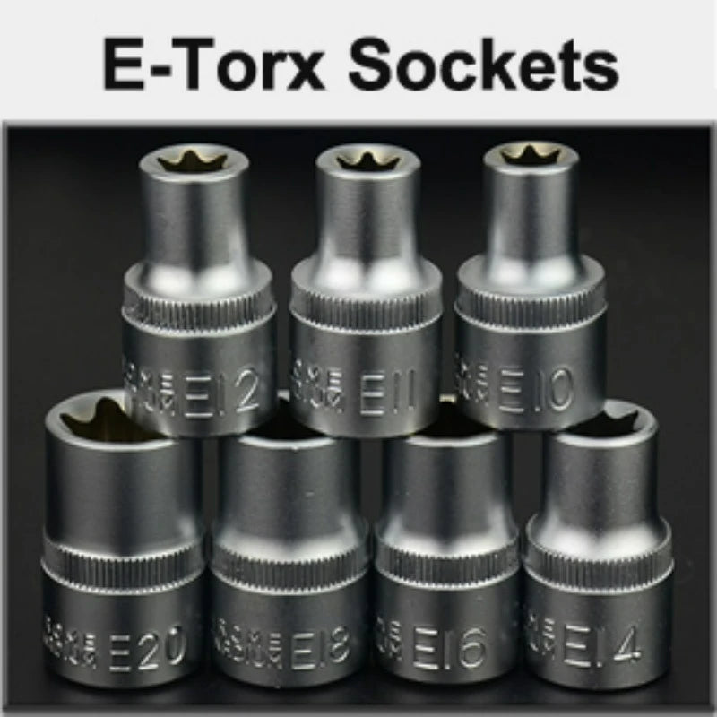 Drive Male Female E-torx Security Bits Handheld Tool Auto Repair Tool 34pcs Torx Bit Socket and E-Torx Star Socket Set