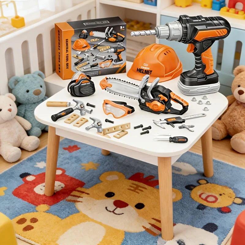 Kids Tool Set Toys with Drill Electric Chainsaw Helmet Construction Tools Gifts for Boys Christmas Birthday Gifts for Toddlers
