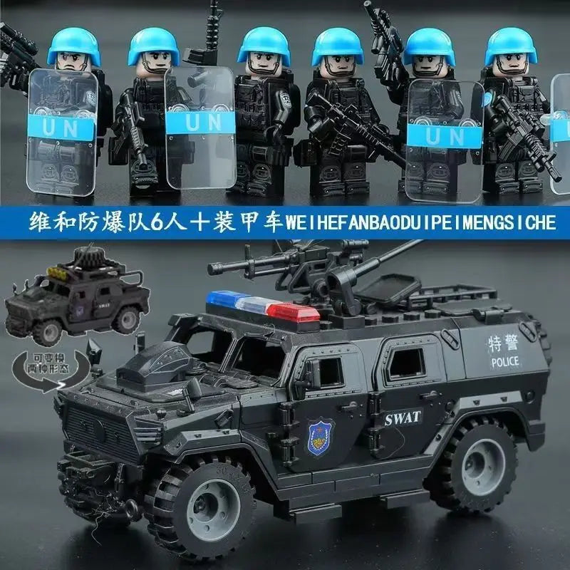 Building block riot police mini humanoid doll reloaded anti-virus ghost special police marine humanoid doll, cartoon toy gift