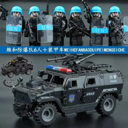 Building block riot police mini humanoid doll reloaded anti-virus ghost special police marine humanoid doll, cartoon toy gift