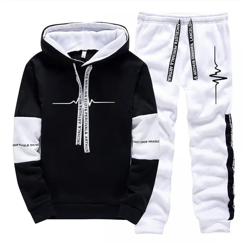 Men's Tracksuit Casual Quality Autumn Winter Sports Hooded Single Sweatshirts And Daily Sweatpant Comfort Outdoor Jogging Simple