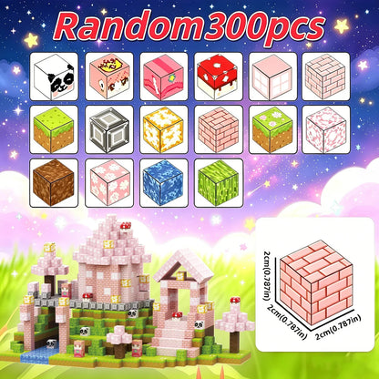 Magnetic Building Block Bricks Toy Pink Girly Mine Stacking World STEM Set Model Set DIY Educational Kids Girls Birthday Gifts