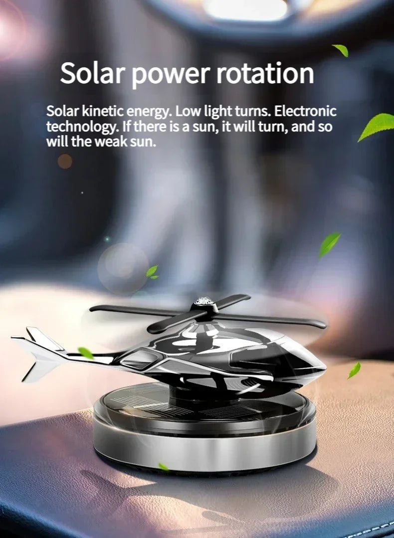 Car Air Solar Helicopter Decoration Alloy Propeller Rotating Auto Flavoring Perfume Diffuser Car Interior Accessories