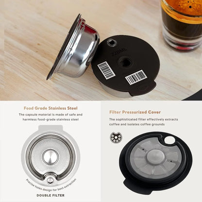 Stainless Steel Reusable Tassimo Coffee Pod Refillable Coffee Capsule for Bosch Tassimo Maker 60 180 200 220ML Silicone Lid