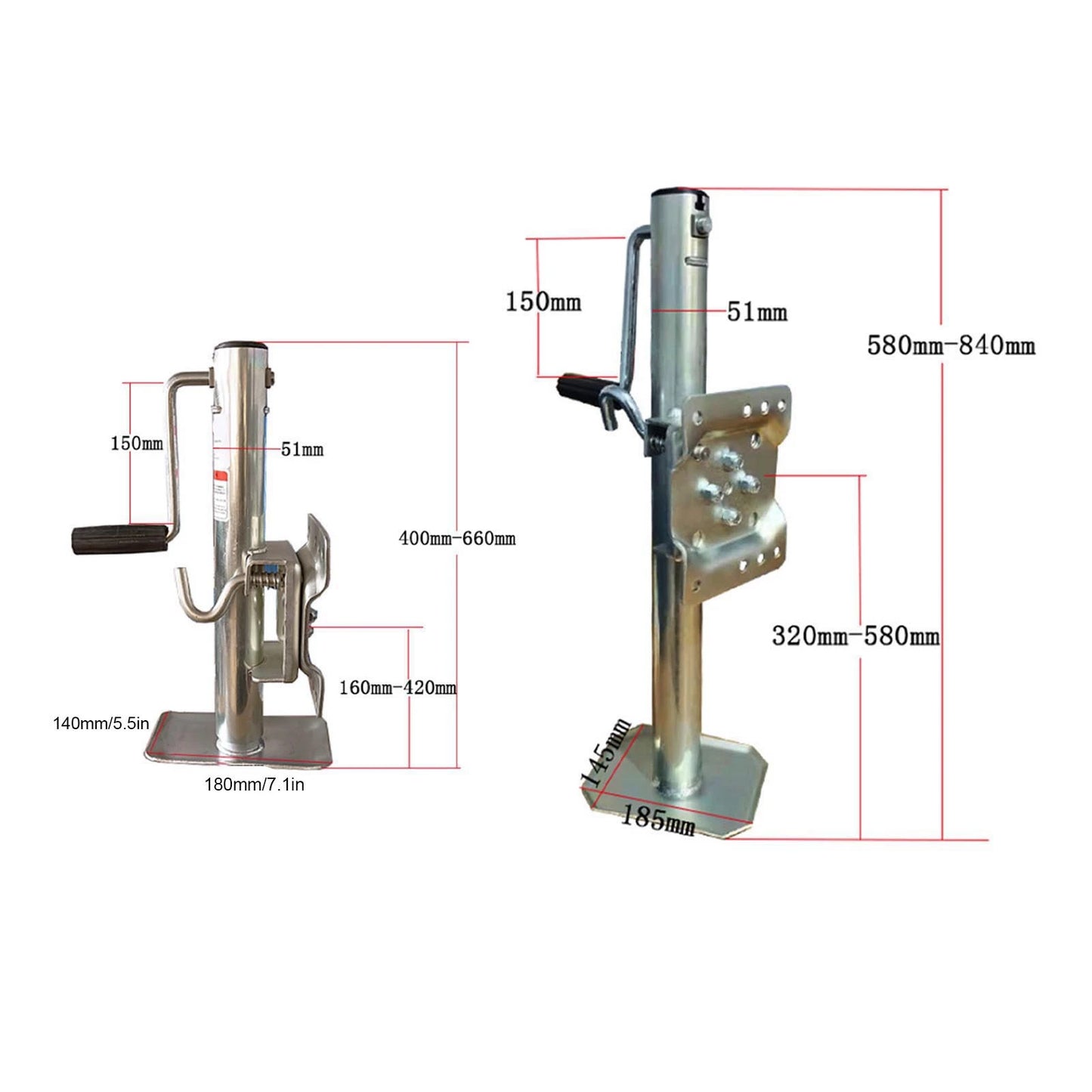 1200lbs Adjustable Trailer Jack with Wheel Side Rotation Handle Swivel Trailer Tongue Jack for ATV UTV Yacht Trailers RVs