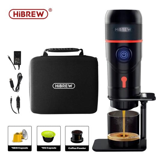 HiBREW Portable Coffee Machine for Car & Home,DC12V  Expresso Coffee Maker Fit Nexpresso Dolce  Pod Capsule  Coffee Powder H4