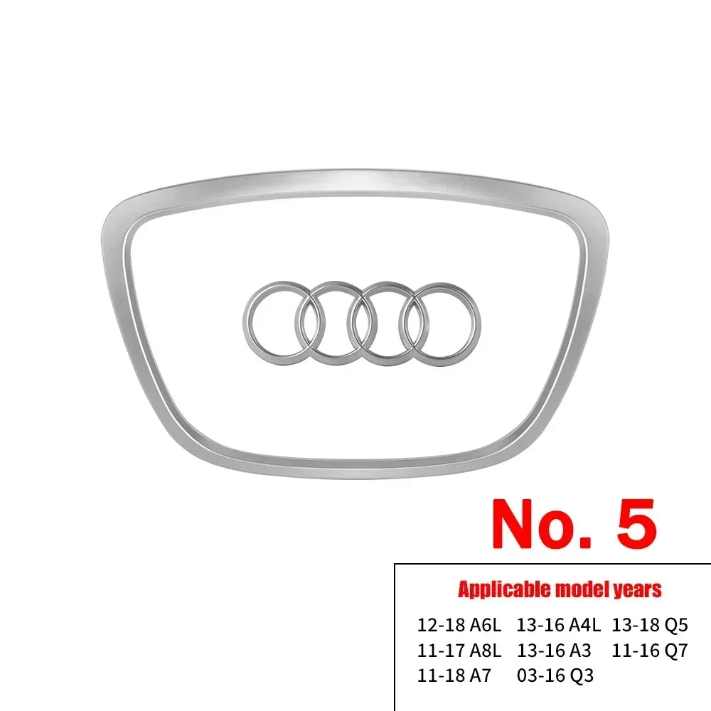 Automobile Steering Wheel Logo Bright Frame Strip Electroplated Car Logo Sticker For Audi A3 A4 B8 8P B9 8V A5 A6 C7 A7 Q3 Q5 Q7