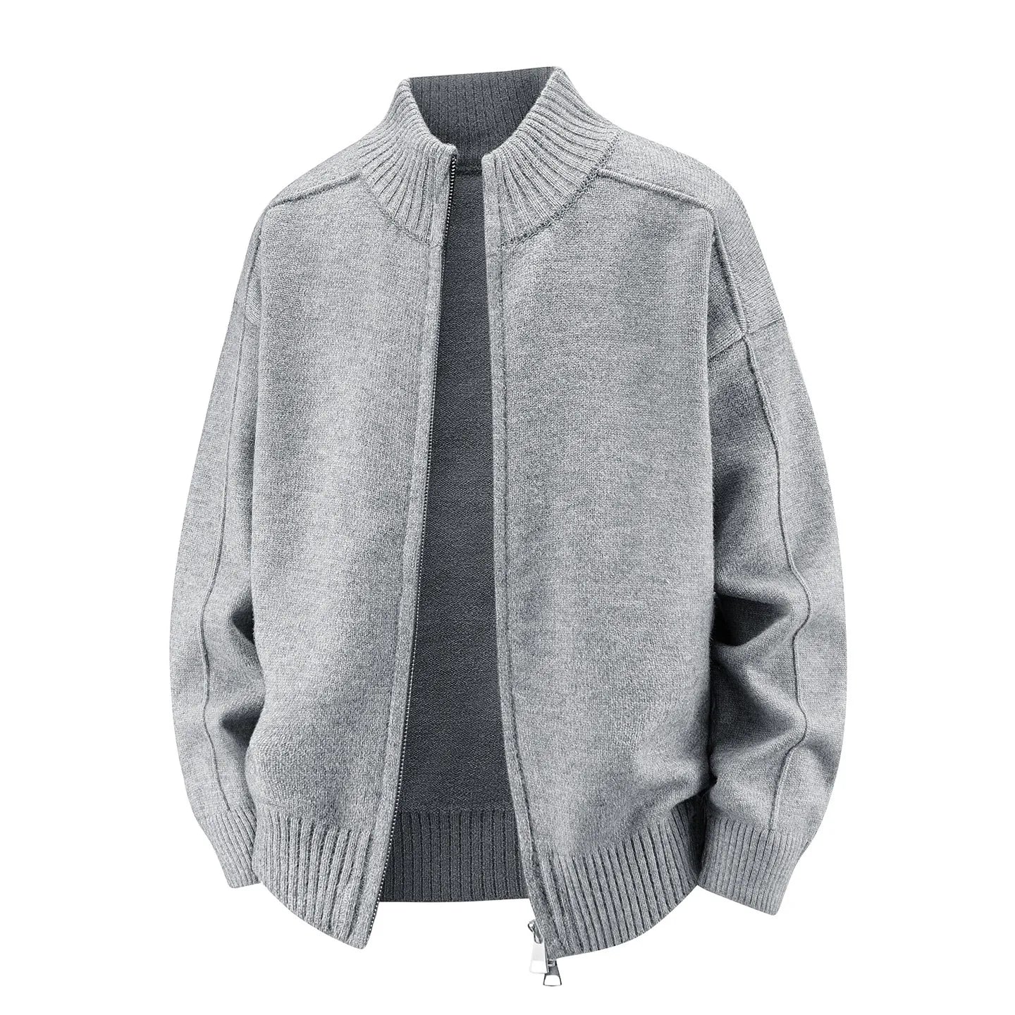 Cardigan sweater, men's knitted sweater, lazy style, high-end feeling, spring and autumn with thick velvet, loose fit for extern