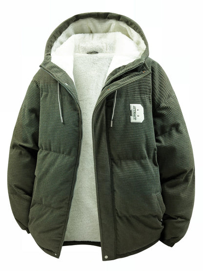 Men's Hooded Cotton Jacket Is Light and Warm Without Being Bulky. the Hood Adds Practicality and Is Suitable for Outdoor Light Activities, Warm-Up Exercises, Layering in Autumn and Winter, Daily Shopping, Friend Gatherings, a