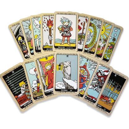 6*10.2cm Cute Anime Tarot Cards 80pcs Pocket Size Kawaii Healing Style Tarot Deck for Beginners Fortune Telling Board Game