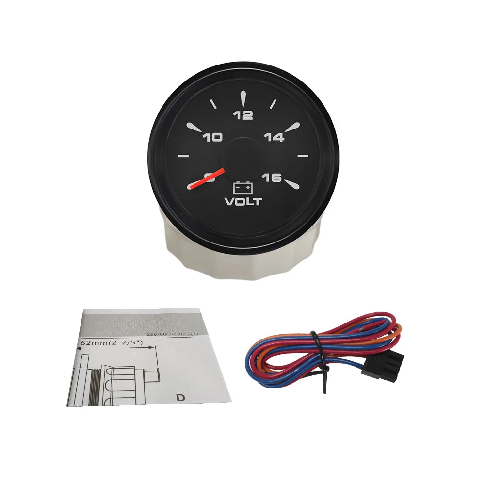RHAXEL 2" 12V DC Voltmeter Volt Gauge 8-16V 16-32V 18-32V 9-32V with 8 Backlights for Car Boat Motor RV Truck