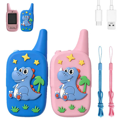 Christmas 2pcs Video Walkie Talkie Video Intercom HD Rechargeable Voice Fonts One-Click Call Cartoon Voice Changer Gift for Kids