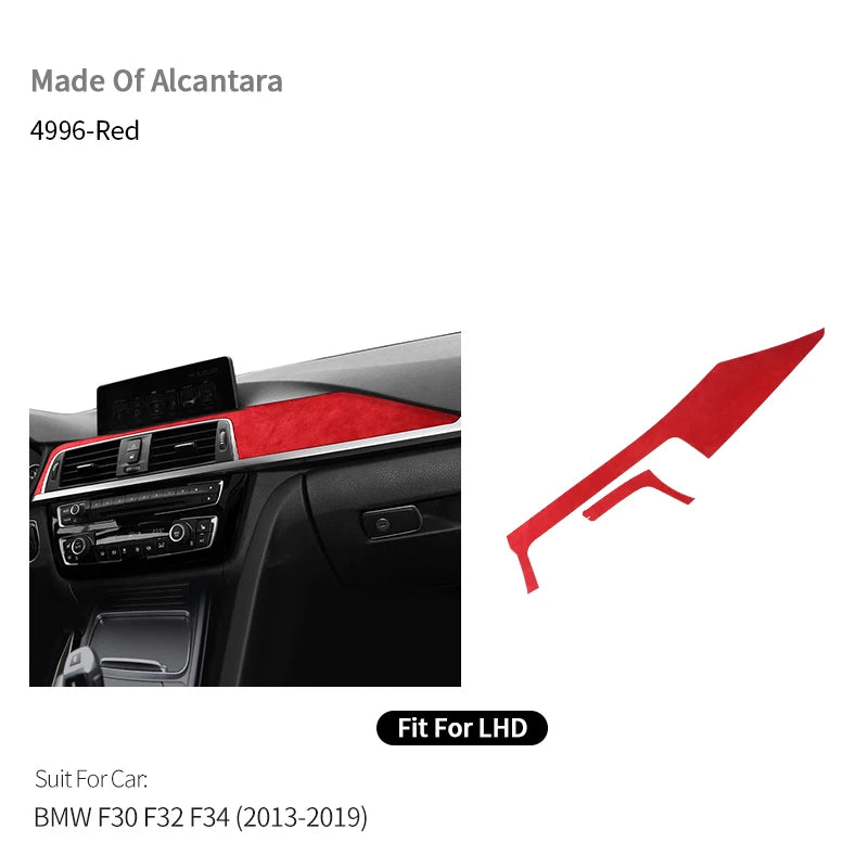 For BMW F30 F32 F34 Center Console Dashboard and Instrument Panel Trim Sticker Car Interior Tuning Accessorie Made of Alcantara