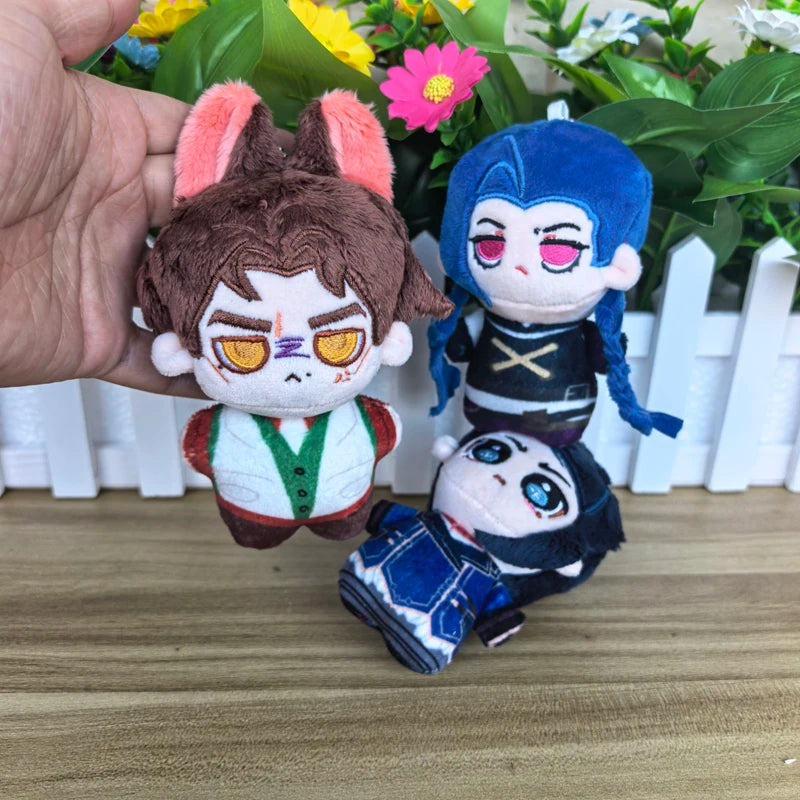 In Stock 10cm Cute Cosplay Anime Game Powder Jinx / Machine Herald Viktor / Caitlyn Kiramman Plush Toys Keychain Plushie Doll