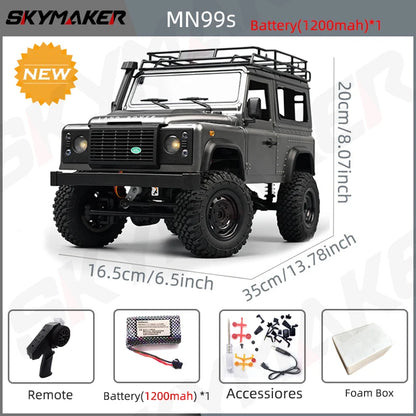 New MN99S V2 1:12 Scale MN Model RTR RC Car 2.4G 4WD RC Rock Crawler MN98 MN99 Defender Pickup Remote Control Truck Toys