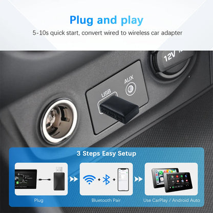Android Auto Wireless Adapter New Mini 2 in 1 Box For Apple Carplay Dongle for Cars With Wired AA CP Wireless WIFI Plug & Play
